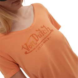 T-shirt femme col en V fluide avec strass Roon