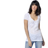 T-shirt Col V Femme Tigresse Imprimé Blanc