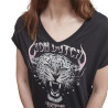 T-shirt long femme col en V fluide en coton Tiger