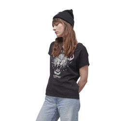 T-shirt long femme col en V fluide en coton Tiger