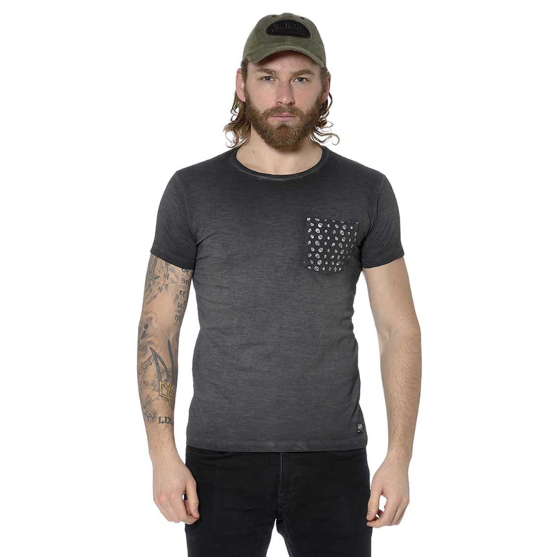 T-shirt homme col rond avec poche imprimée tête de mort Twain