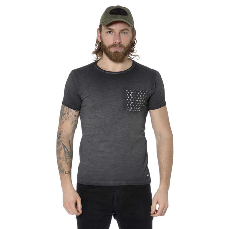 T-shirt homme col rond avec poche imprimée tête de mort Twain
