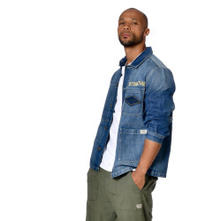Veste homme en denim et broderies dos Baker