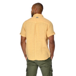 Chemise homme manches courtes poches poitrine en lin Lino