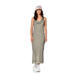 Robe longue effet usé logo contrasté devant Faith