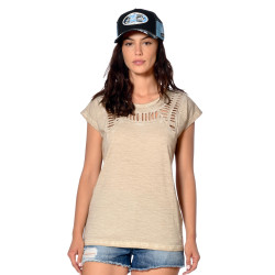 T-shirt femme col rond fantaisie tressé col et dos Molly