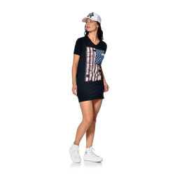 Robe femme col V oversize imprimé devant Andy