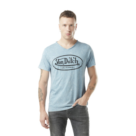 T-shirt homme col v avec traitement en coton Ron