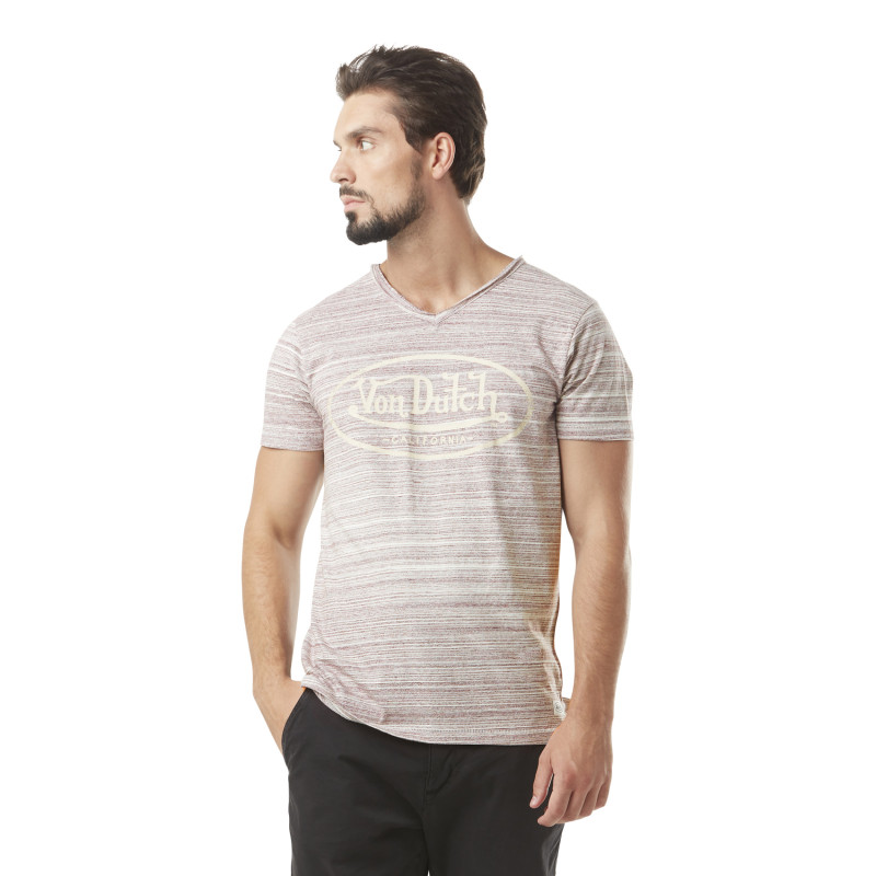 T-shirt homme col v avec traitement en coton Ron