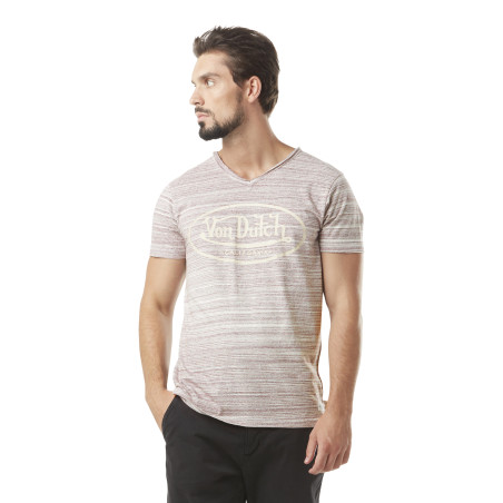 T-shirt homme col v avec traitement en coton Ron