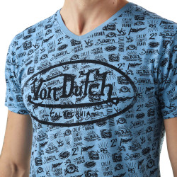 T-shirt homme col v imprimé en coton Tyron