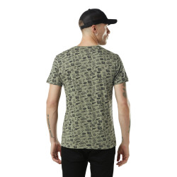 T-shirt homme col v imprimé en coton Tyron