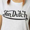 T-shirt femme col rond en slub coton avec print devant Slub