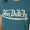 T-shirt femme col rond en slub coton avec print devant Slub