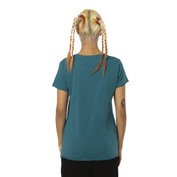 T-shirt femme col rond en slub coton avec print devant Slub