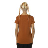 T-shirt femme col rond en slub coton avec print devant Slub