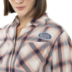 Chemise femme à carreaux tissés avec patch et broderies Stud