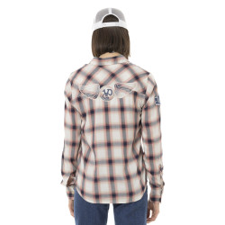Chemise femme à carreaux tissés avec patch et broderies Stud