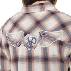 Chemise femme à carreaux tissés avec patch et broderies Stud