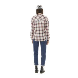 Chemise femme à carreaux tissés avec patch et broderies Stud