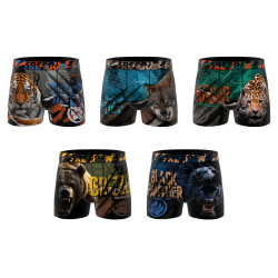 Lot de 5 boxers homme Garantie 2 ans Wild Animals