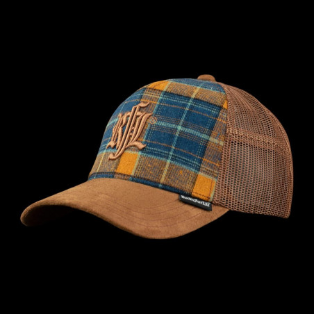 Casquette trucker à carreaux avec filet et visière suédine November