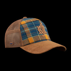 Casquette trucker à carreaux avec filet et visière suédine November