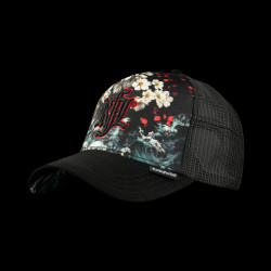 Casquette trucker imprimée avec filet et logo brodé Sakura Waves
