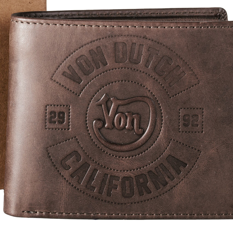 Portefeuille en cuir véritable Von Dutch Kart 9x11 cm