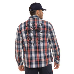 Chemise homme manches longues à carreaux patch et print dos Marlon