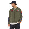 Veste zippée homme de moto en polyester avec patchs Oil