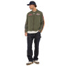Veste zippée homme de moto en polyester avec patchs Oil