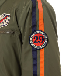 Veste zippée homme de moto en polyester avec patchs Oil
