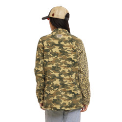 Veste femme cintrée en twill 2 imprimés allover avec patch Bi-Color