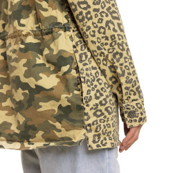 Veste femme cintrée en twill 2 imprimés allover avec patch Bi-Color