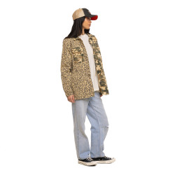 Veste femme cintrée en twill 2 imprimés allover avec patch Bi-Color