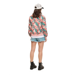 Veste femme satinée allover print avec patch et fil lurex Tropical