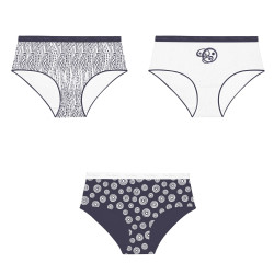 Lot de 3 culottes femme  en coton uni imprimé ceinture fine 2cm Pck29