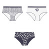 Lot de 3 culottes femme  en coton uni imprimé ceinture fine 2cm Pck29