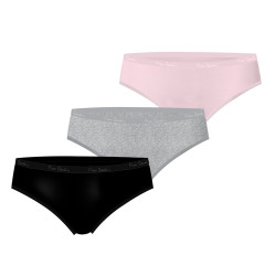 Lot de 3 slips femme  en coton uni et imprimé ceinture fine 2cm BGP