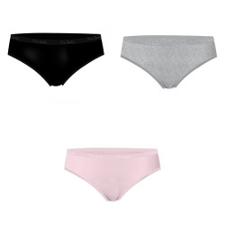 Lot de 3 slips femme  en coton uni et imprimé ceinture fine 2cm BGP