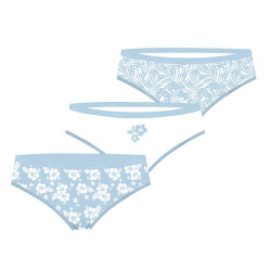 Lot de 3 slips femme  en coton uni et imprimé ceinture fine 2cm Pck1