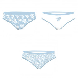 Lot de 3 slips femme  en coton uni et imprimé ceinture fine 2cm Pck1