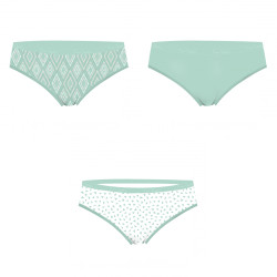 Lot de 3 slips femme  en coton uni et imprimé ceinture fine 2cm Pck12
