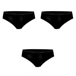 Lot de 3 slips femme  en coton uni ceinture fine 2cm Pck37