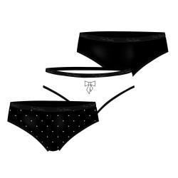 Lot de 3 slips femme  en coton uni et imprimé ceinture fine 2cm Pck6