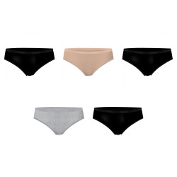 Lot de 5 slips femme  en coton uni ceinture fine 2cm Class