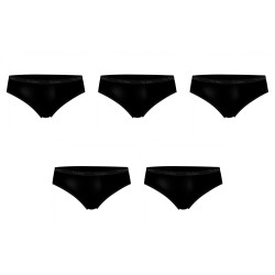 Lot de 5 slips femme  en coton uni ceinture fine 2cm Class