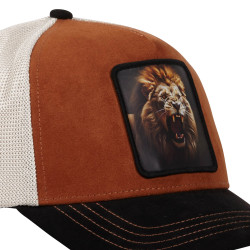 Casquette trucker avec filet bi-matière semi curved animal Lion