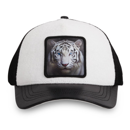 Casquette trucker semi curved avec filet bi-matière  animal White Tig
